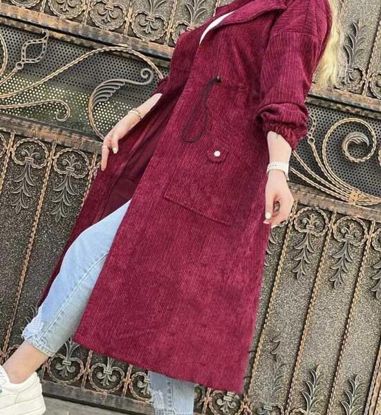 عکس مانتو پاییزه با پارچه کبریتی
