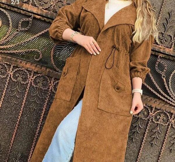 عکس مانتو پاییزه با پارچه کبریتی