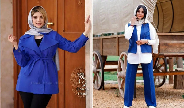 عکس مانتو آبی آسمانی