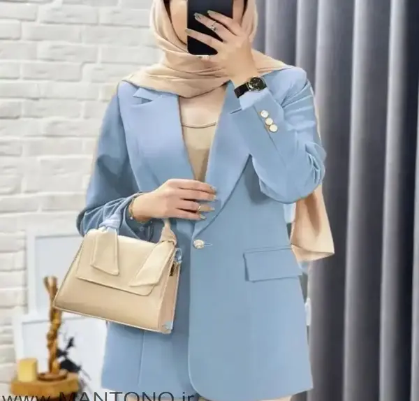 عکس مانتو آبی آسمانی