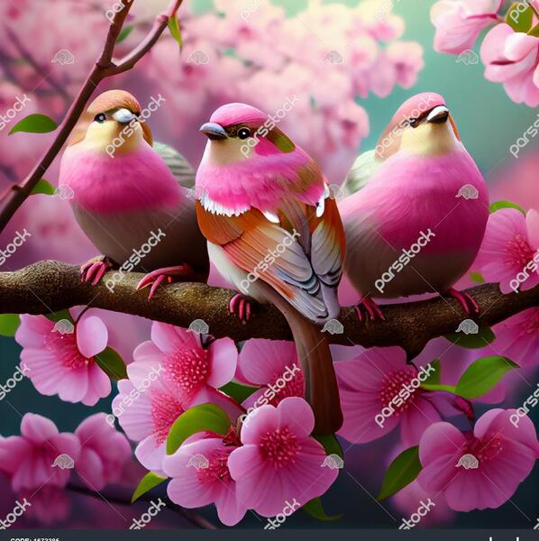عکس پرنده و درخت شکوفه