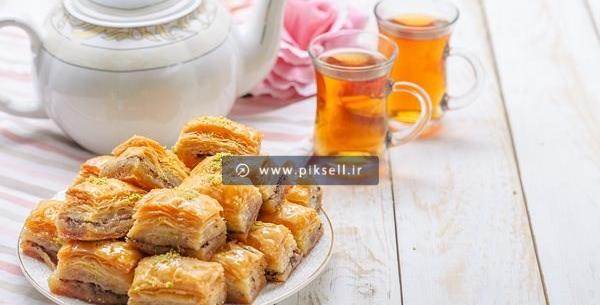 عکس چایی و شیرینی
