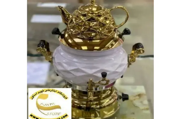 عکس سماور سفید طلایی