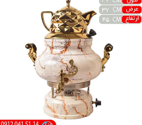 عکس سماور سفید طلایی