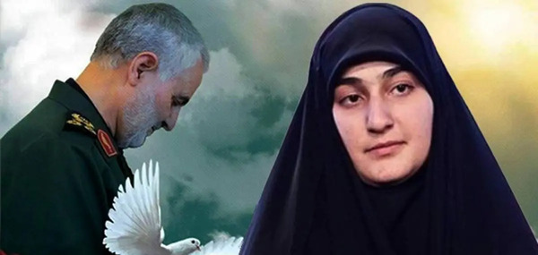 عکس زینب سلیمانی در آغوش پدر شوهرش