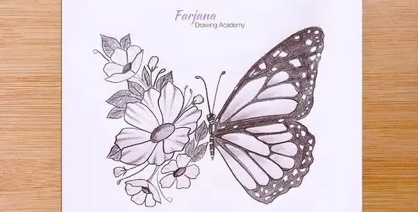 عکس پروانه روی گل نقاشی