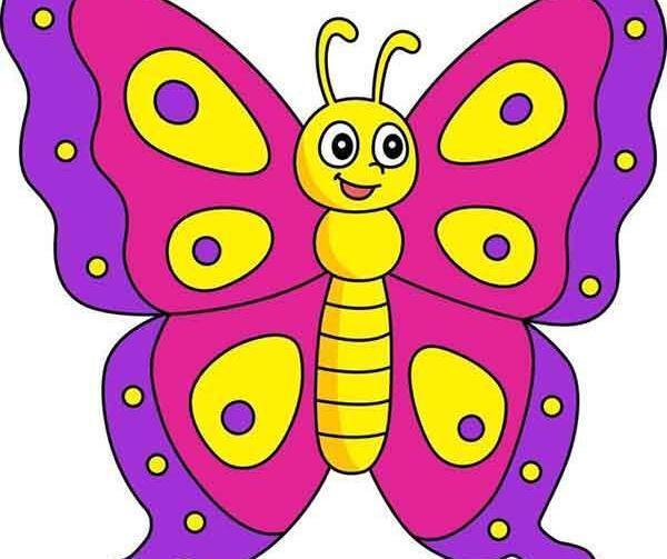 عکس نقاشی پروانه ساده کودکانه