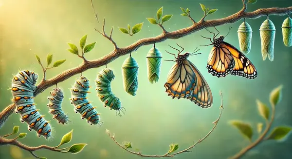 عکس کرم ابریشم تا پروانه شدن