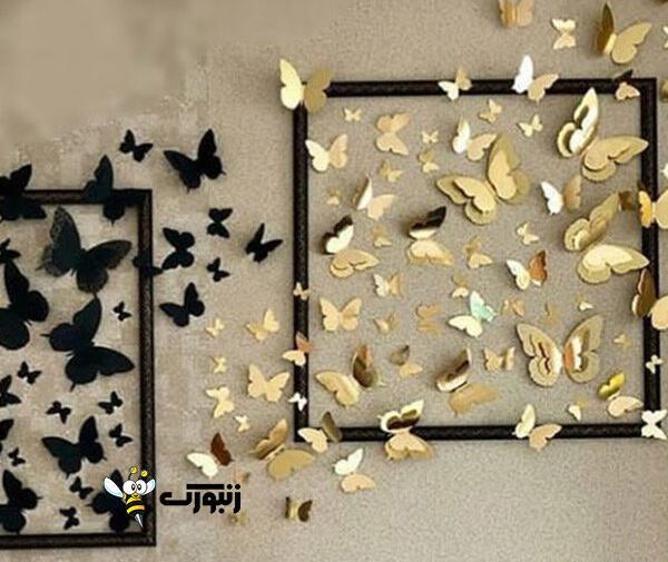 عکس تزیین پروانه روی دیوار