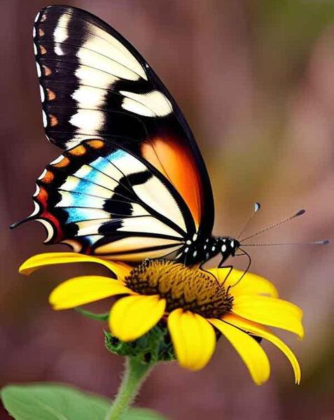 عکس پروانه ای که روی گل نشسته
