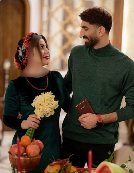 عکس بیرانوند و همسرش در استخر