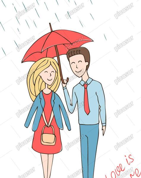 عکس نقاشی یک روز بارانی کودکانه