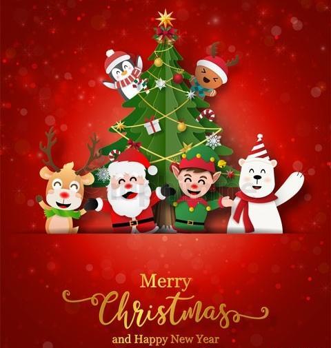 عکس بابانوئل و درخت کریسمس