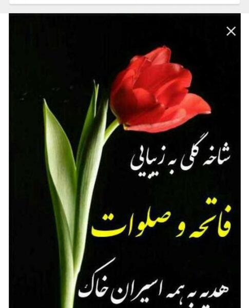 عکس نوشته شاخه گلی به زیبایی فاتحه و صلوات
