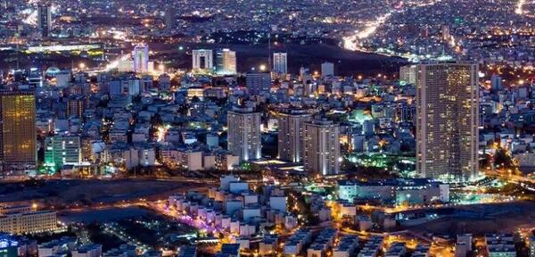 عکس هوایی از تهران در شب