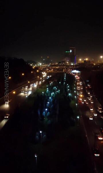 عکس هوایی از تهران در شب
