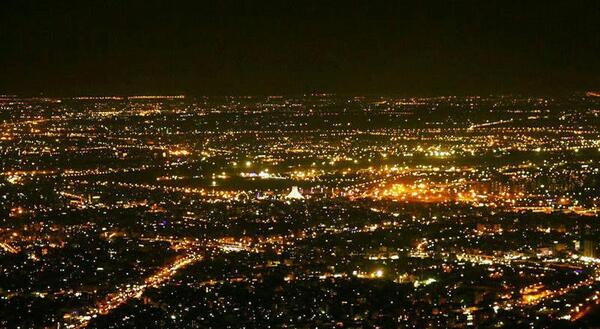 عکس هوایی از تهران در شب