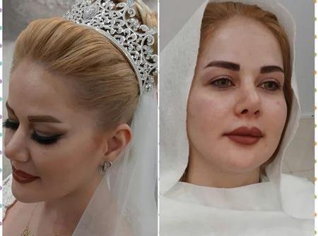 عکس قبل و بعد آرایش عروس