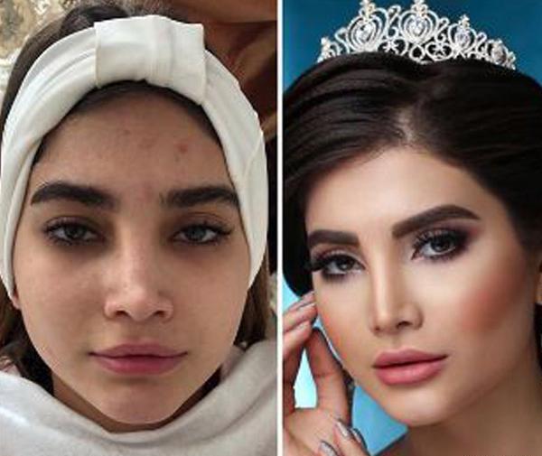 عکس قبل و بعد آرایش عروس