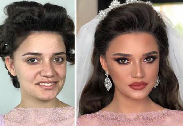 عکس قبل و بعد آرایش عروس