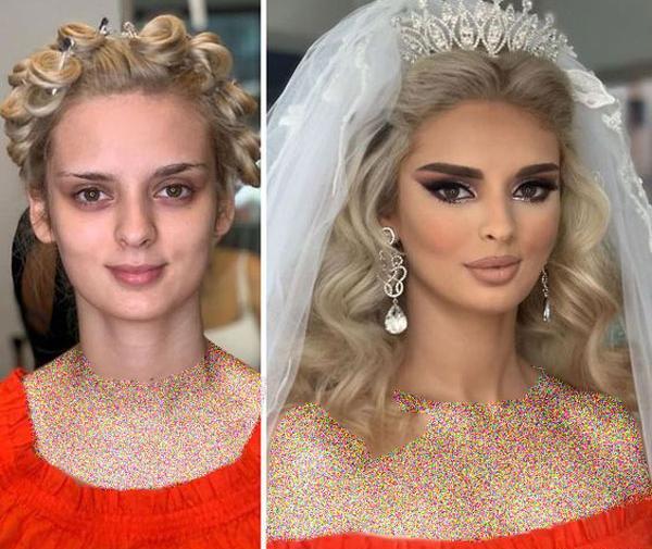عکس قبل و بعد از آرایش عروس