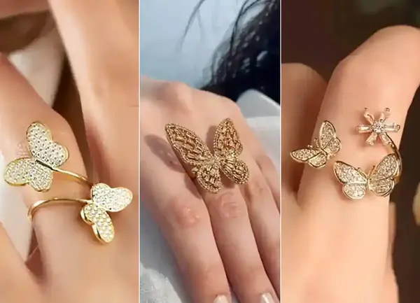 عکس انگشتر طلا پروانه ای