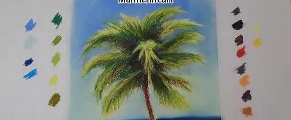 عکس نقاشی ساده درخت نخل