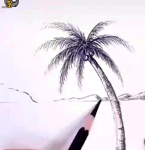 عکس نقاشی ساده درخت نخل
