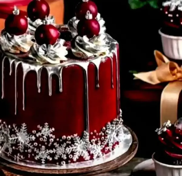 عکس کیک قرمز ساده
