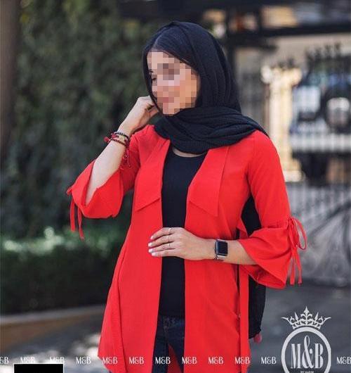 عکس مانتو قرمز ساده