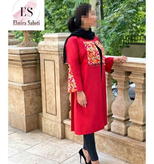 عکس مانتو قرمز ساده