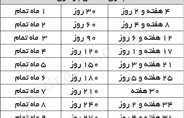 برنامه بارداری هفته به هفته با عکس