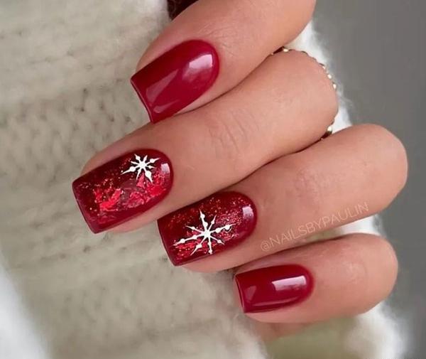 عکس کاشت ناخن قرمز ساده
