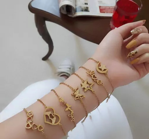 عکس دستبند دخترانه فانتزی طلا