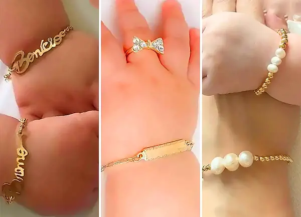 عکس دستبند دخترانه فانتزی طلا