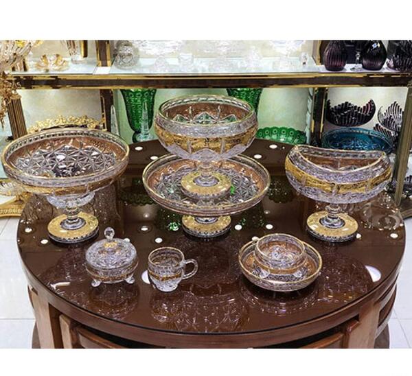 عکس ظروف کریستال طلا کوب