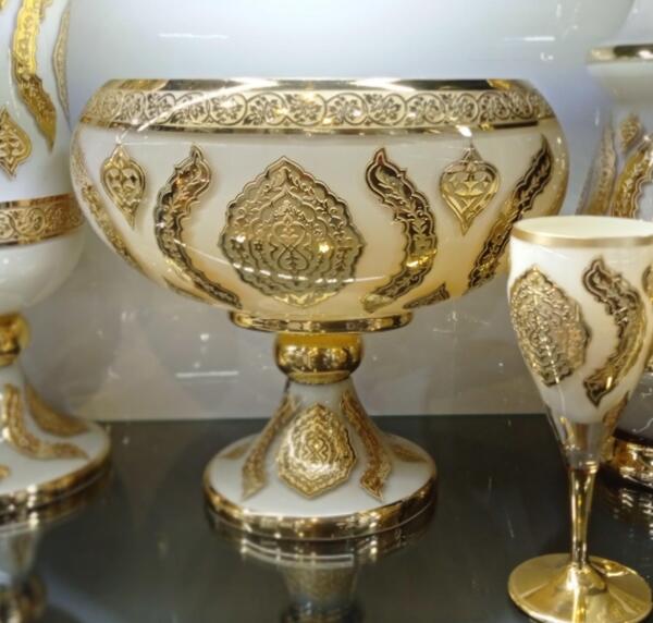 عکس ظروف کریستال طلا کوب