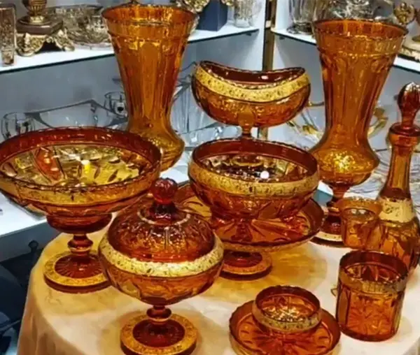 عکس ظروف کریستال طلا کوب