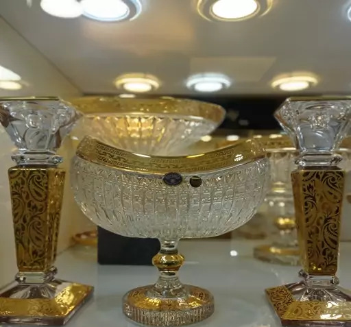 عکس ظروف کریستال طلا کوب