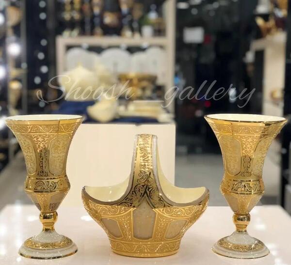 عکس ظروف کریستال طلا کوب