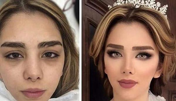 عکس قبل و بعد از میکاپ عروس