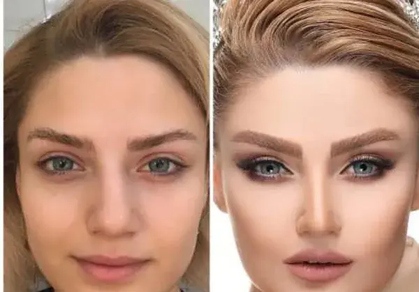 عکس قبل و بعد از میکاپ عروس