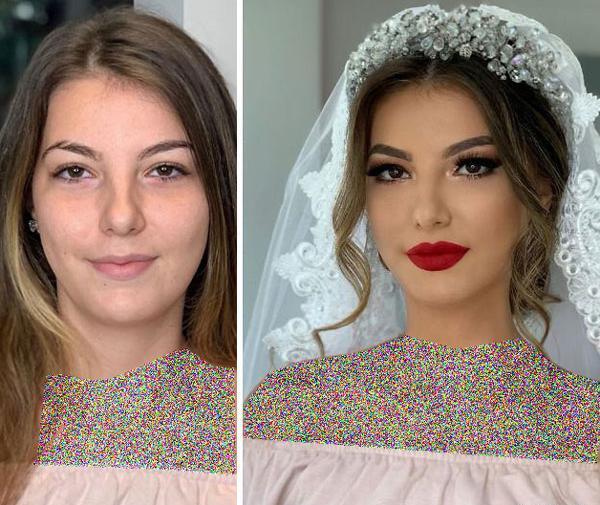 عکس قبل و بعد از میکاپ عروس