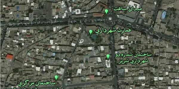 عکس هوایی از میدان ساعت تبریز