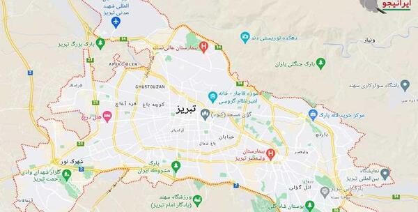 عکس نقشه هوایی تبریز