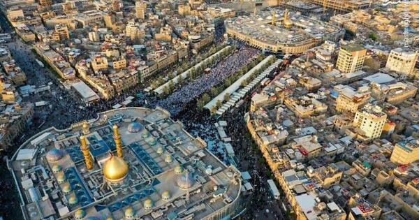 عکس هوایی از حرم امام حسین و حضرت ابوالفضل