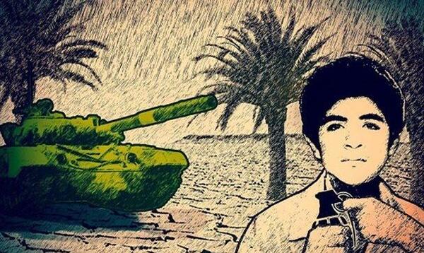 عکس حسین فهمیده برای رنگ آمیزی