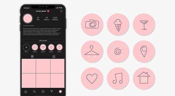 instagram عکس کاور هایلایت استوری صورتی