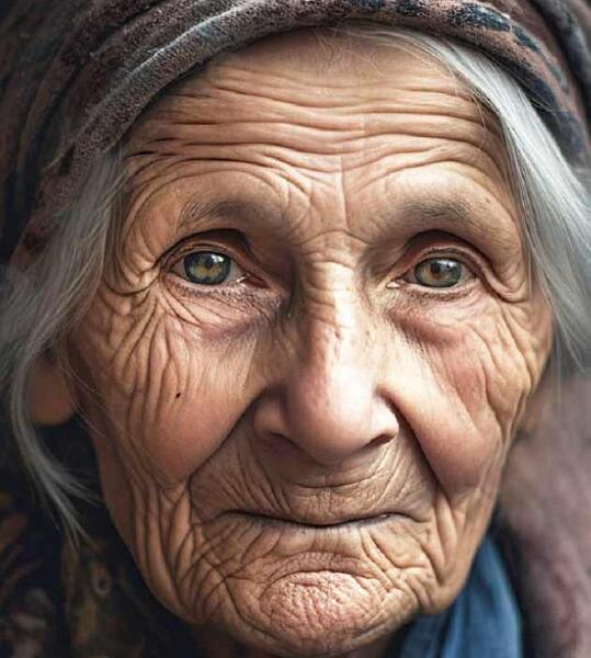 عکس صورت پیرزن