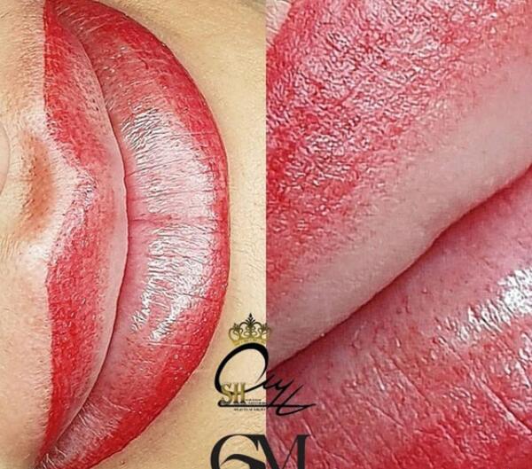 عکس مراحل پوسته ریزی تاتو لب